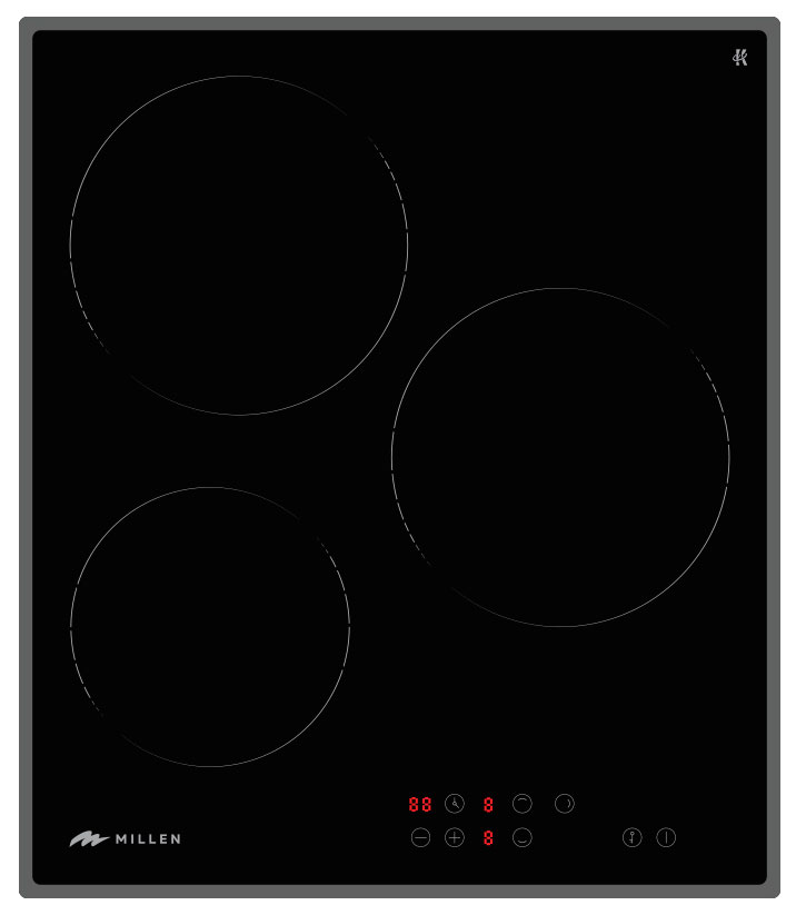 Изображение товара Электрическая варочная панель Millen MEH 451 BL 3 конфорки стеклокерамика сенсорное управление