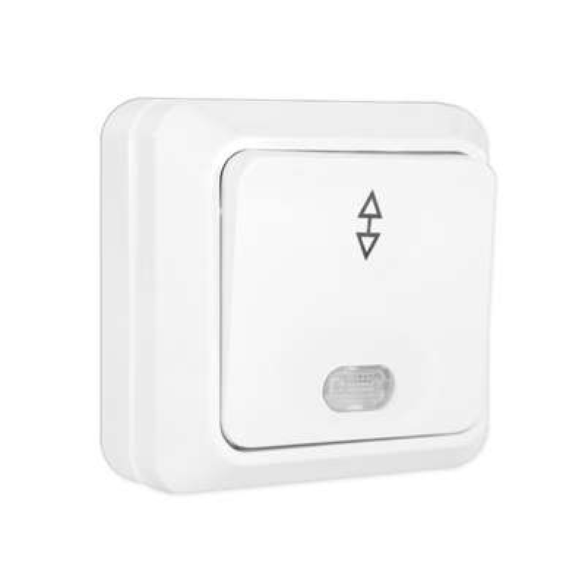 Изображение товара Выключатели, переключатели, диммеры Универсал Переключатель проходной 1-кл. ОП Олимп 10А IP20 с подсветкой бел. UNIVersal