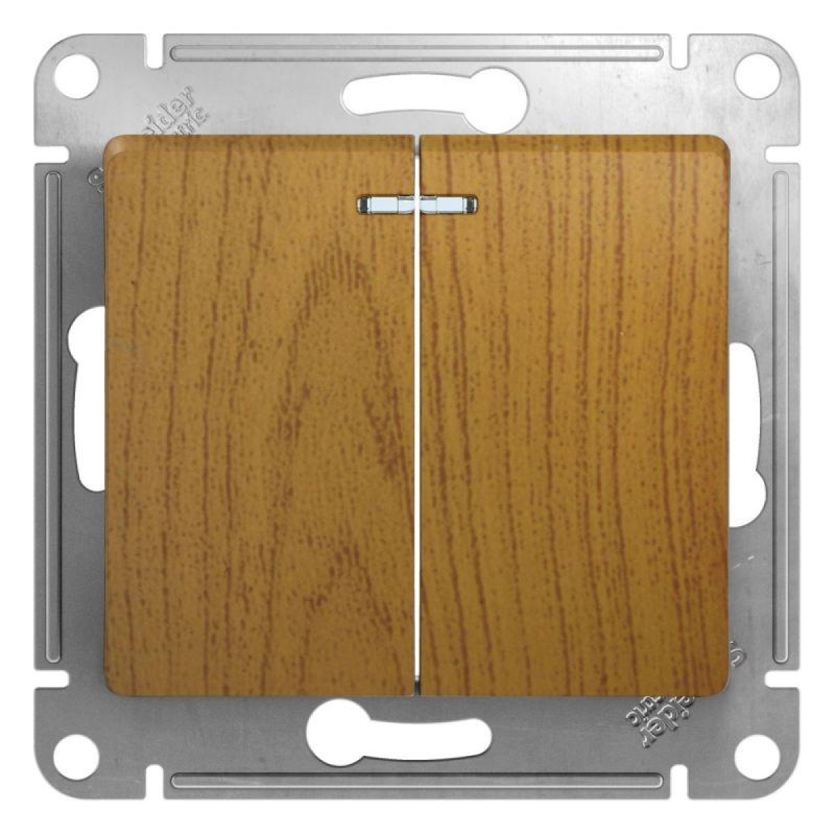 Изображение товара Выключатель двухклавишный Glossa IP20 с подсветкой 10А от Systeme Electric