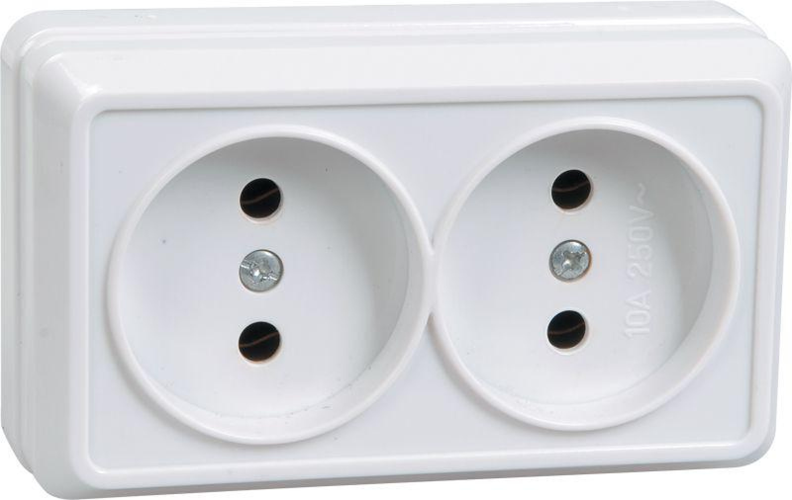 Изображение товара Розетка IEK Октава 2-м ОП IP20 10А без заземления белая