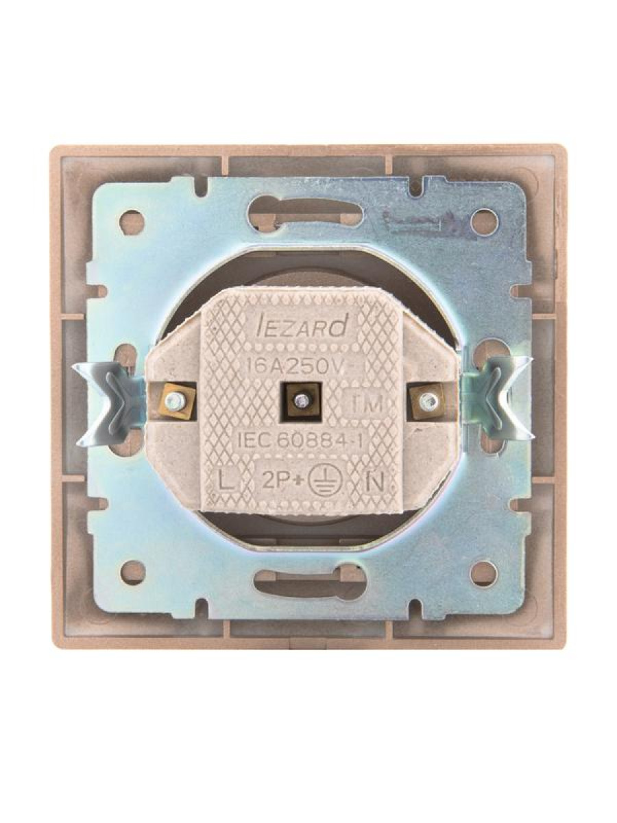 Изображение товара Розетка Lezard Мира 16А IP20 без заземл. со вставкой керамика свет. корич. перламутр