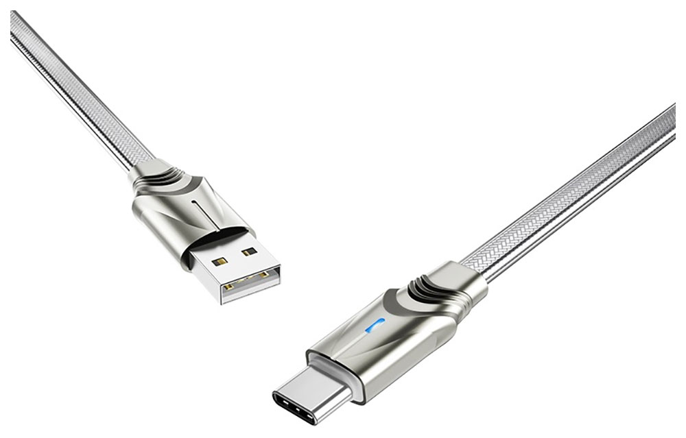 Дата-кабель Borofone BU12 Synergy, USB - Type-C, 3 А, серебристый (15685)