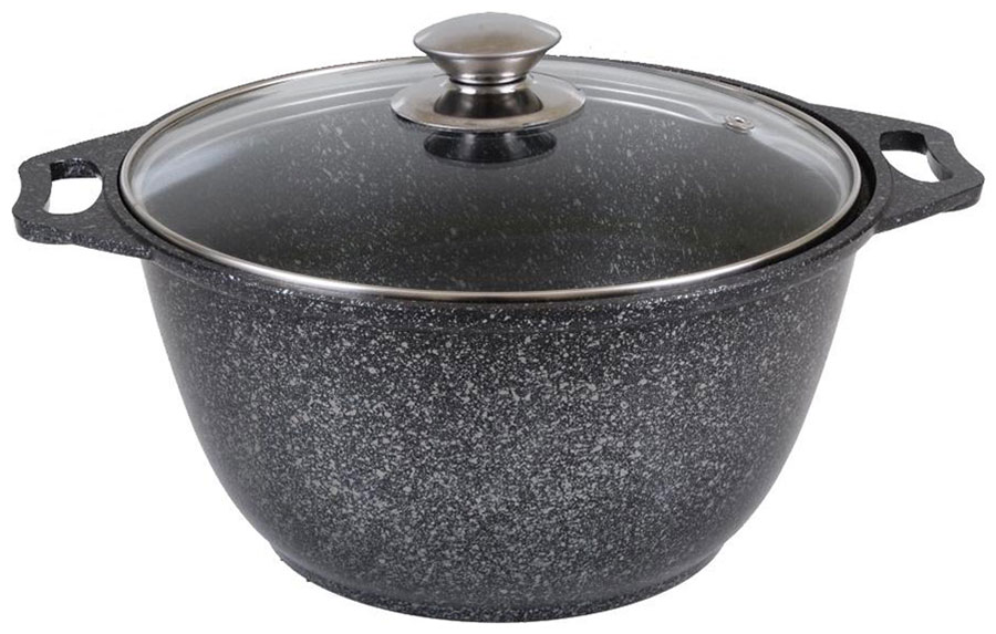 Кастрюля со стеклянной крышкой Kukmara 3 л., АП темный мрамор, линия Marble Induction (кмти32а)