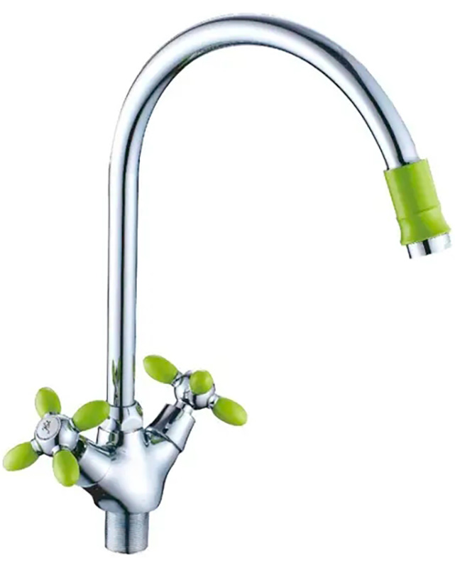 Изображение товара Кухонный смеситель Cron CN127 зеленый двухвентильный с аэратором