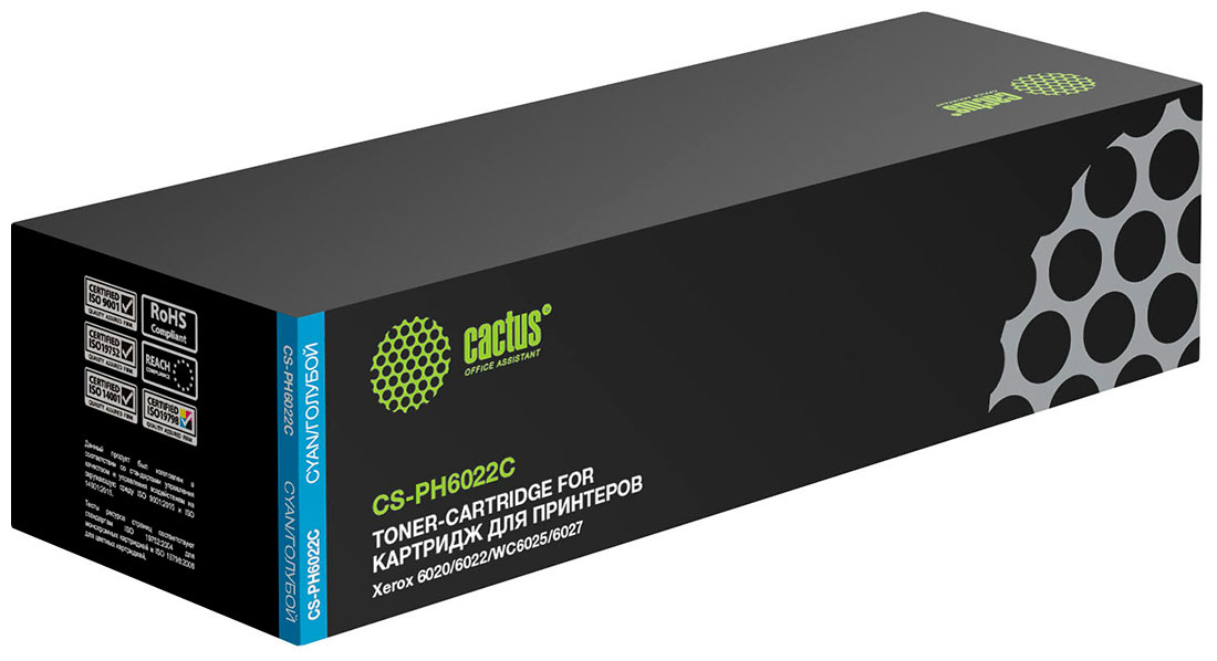 

Картридж лазерный Cactus CS-PH6022C, для XEROX Phaser 6020/6022/WC6025/6027, голубой, ресурс 1000 страниц