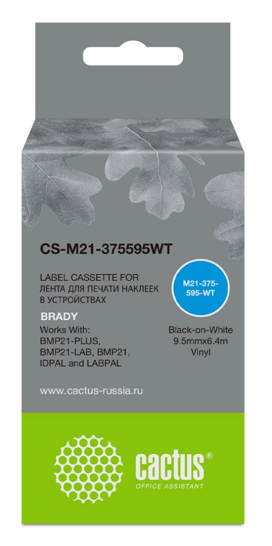 Изображение товара Ленточный картридж Cactus CS-M21-375595WT черный для Brady BMP21-PLUS и BMP21-LAB