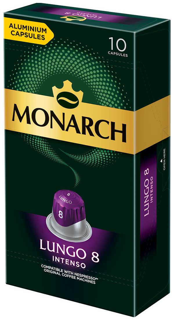 Кофе в капсулах  Monarch для Nespresso, Lungo Intenso 8, 52г Кофе в капсулах  Monarch для Nespresso, Lungo Intenso 8, 52г