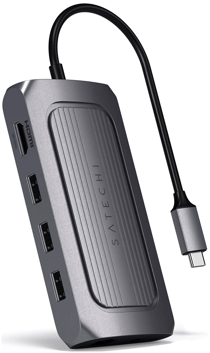 Изображение товара USB-хаб с кабелем Satechi 8K HDMI Satechi USB4 Multiport Adapter with 8K HDMI. Цвет - Серый Космос (ST-U4MA3M)