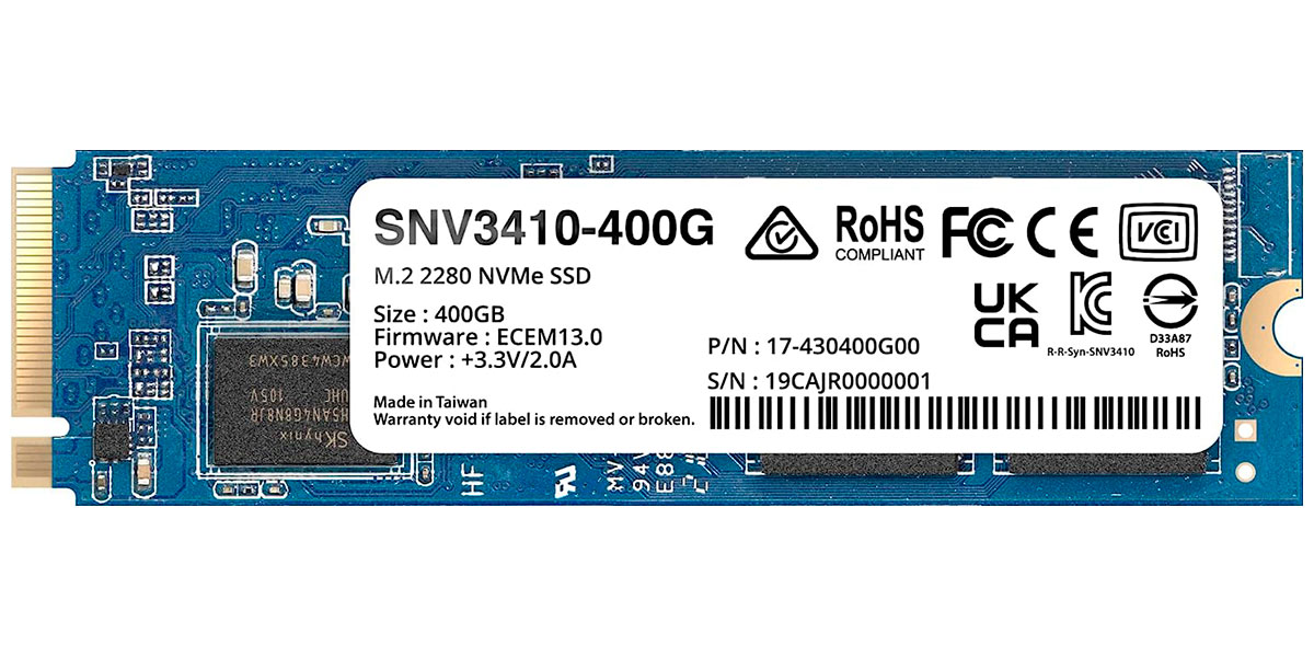 Изображение товара SSD накопитель Synology M.2 400 Гб PCIe (SNV3410-400G) Изображение товара SSD накопитель Synology M.2 400 Гб PCIe (SNV3410-400G)