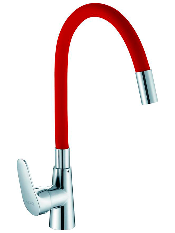 

Смеситель для кухни с гибким изливом D-Lin хром (D155302-4), Хром/красный