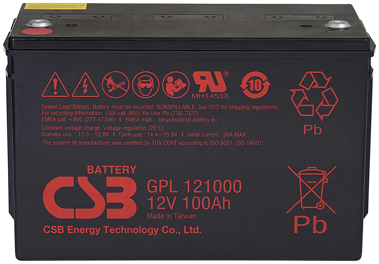 Изображение товара Аккумулятор 12В 100Ач CSB GPL 121000 AGM герметичный для ИБП и систем безопасности