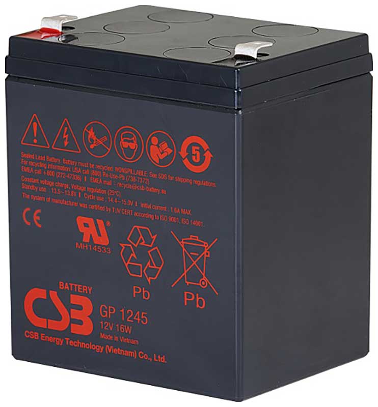 Изображение товара Аккумуляторная батарея для ИБП CSB GP1245 (12V16W) 12В, 4Ач, клемма F1