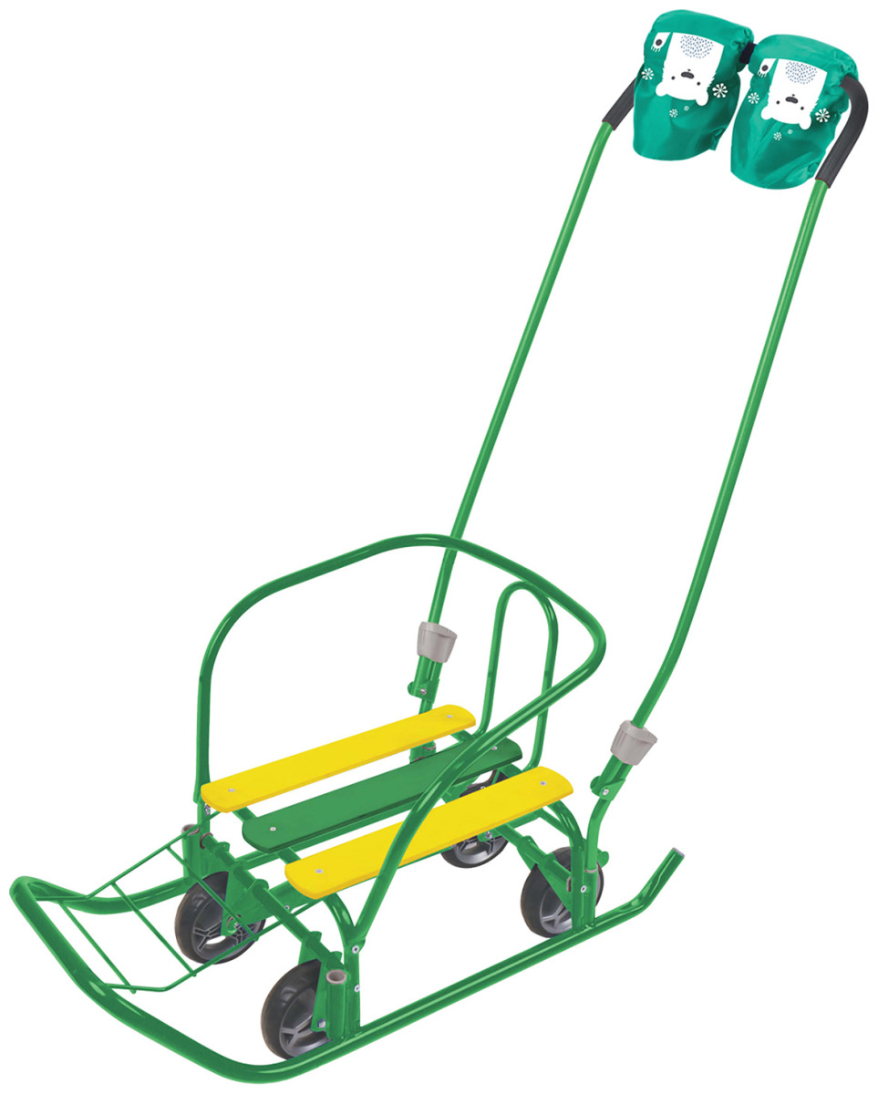 Изображение товара Классические санки Ника Ветерок 7 универсальные зеленые для детей 3+ с ручкой