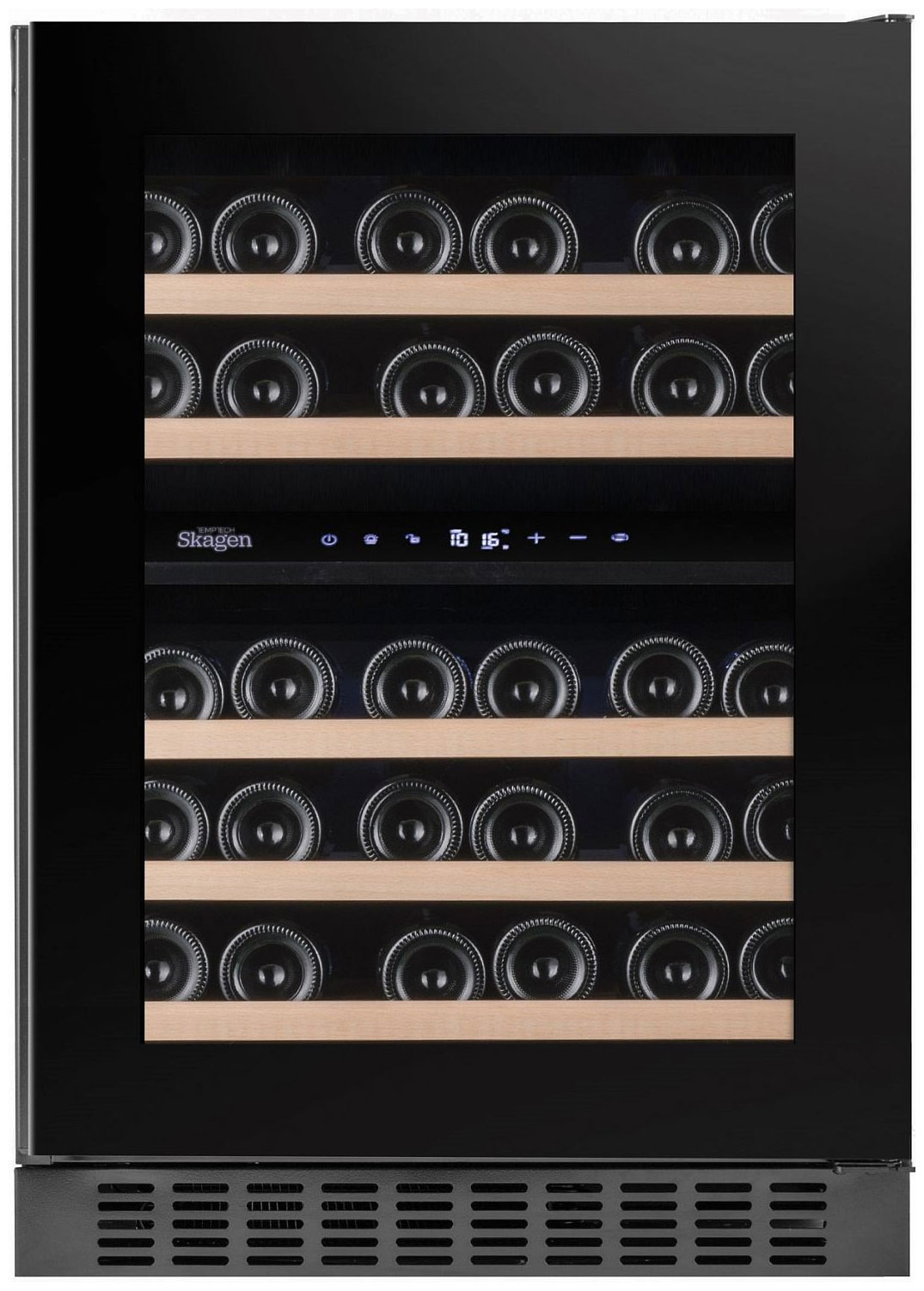 Изображение товара Встраиваемый винный шкаф Temptech SKX6070DRB с двумя зонами и автоматической разморозкой