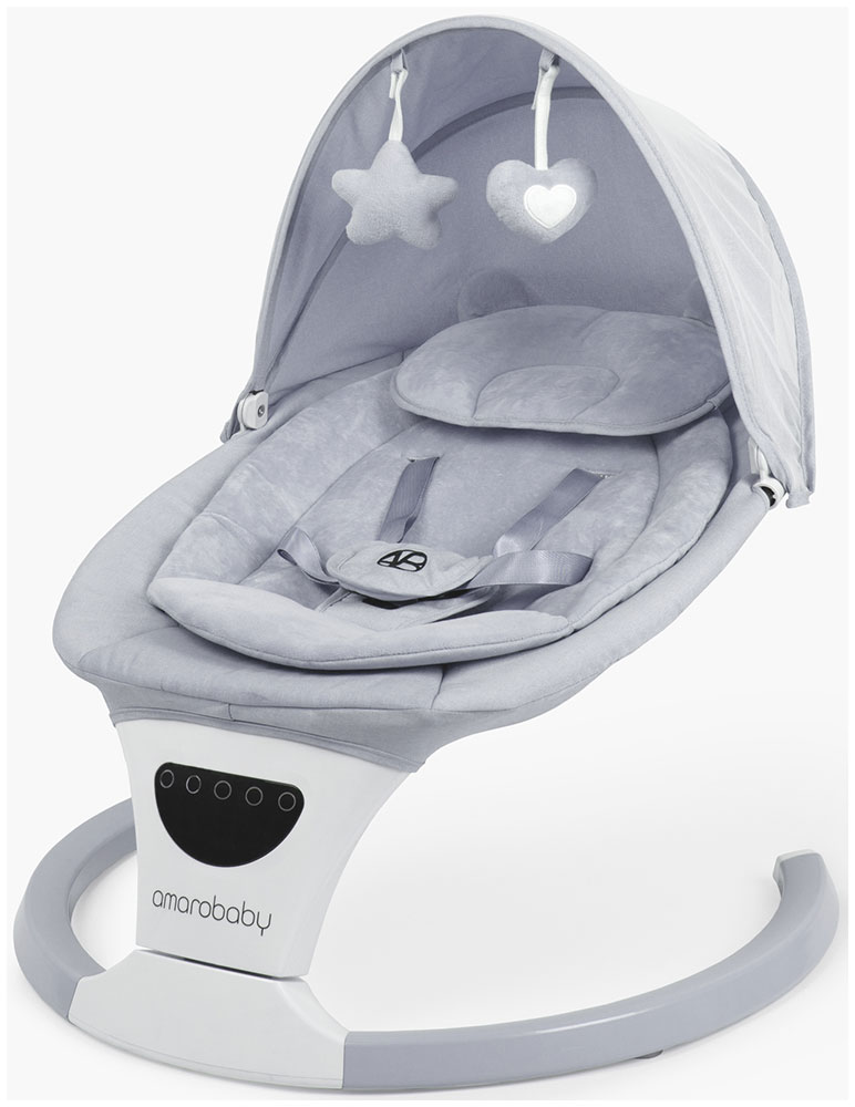 Электронные качели детские Amarobaby Teddy swing, серый Электронные качели детские Amarobaby Teddy swing, серый