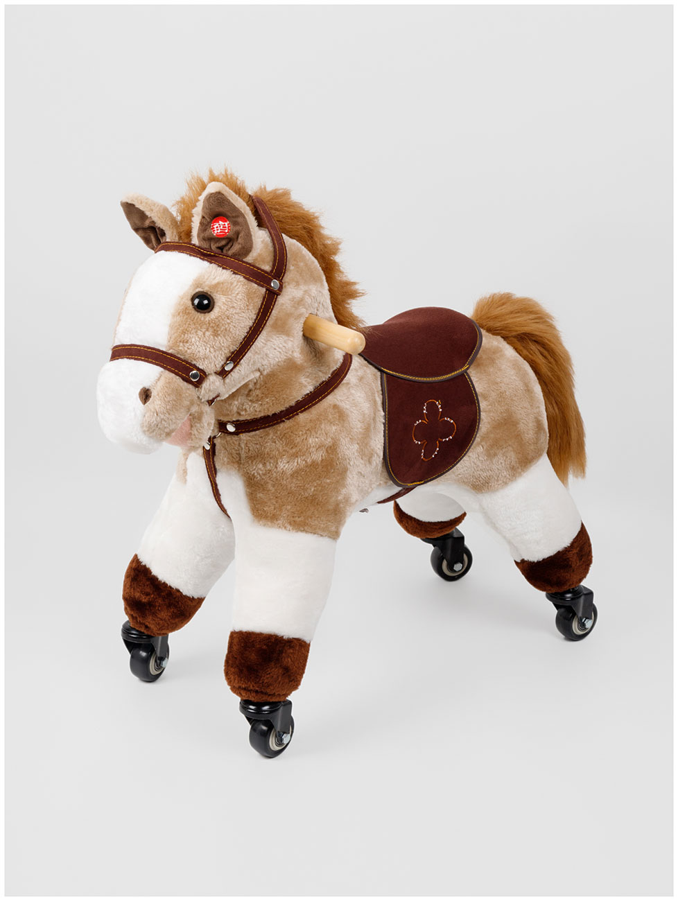 Изображение товара Детская каталка Лошадка Funny Horse Amarobaby на колесах бежевый 60х29х57 см