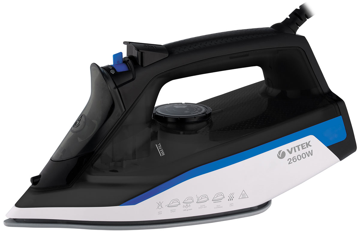 Утюг Vitek VT-8329, черный/белый/синий