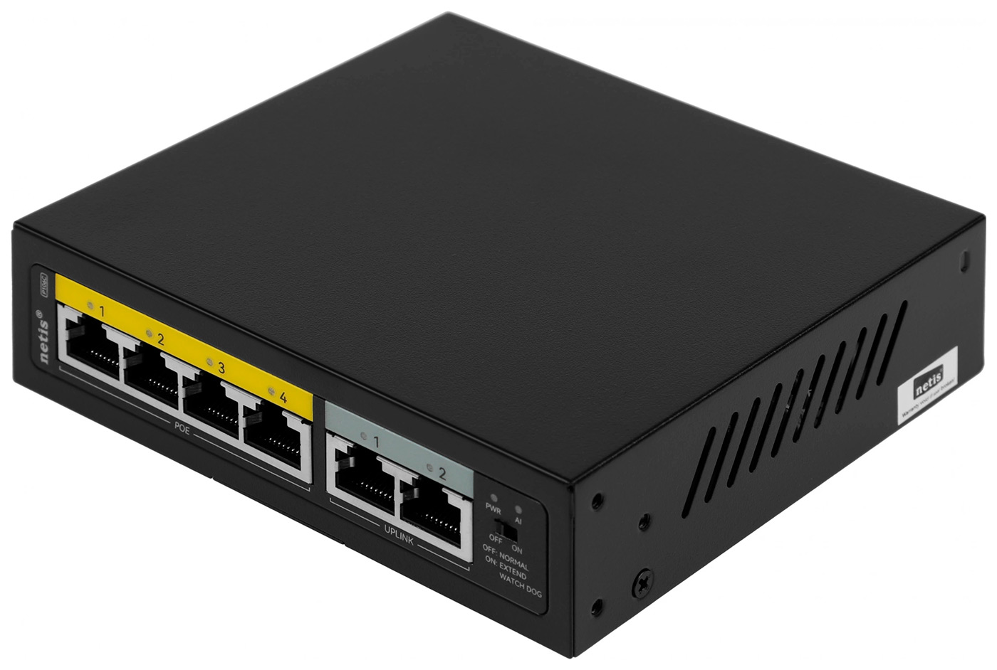 Изображение товара Коммутатор Netis P106C (L2), 6x100 Мбит/с, 4PoE+, 60W, неуправляемый