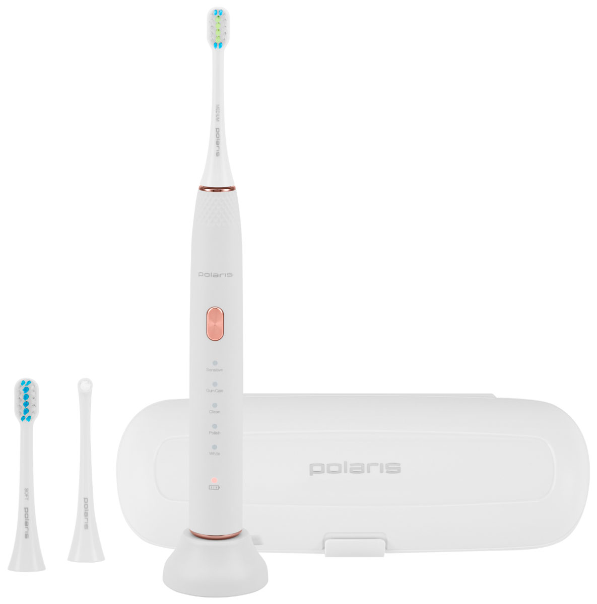 Изображение товара Электрическая зубная щетка Polaris PETB 0701 TC белая звуковая с 5 режимами в комплекте