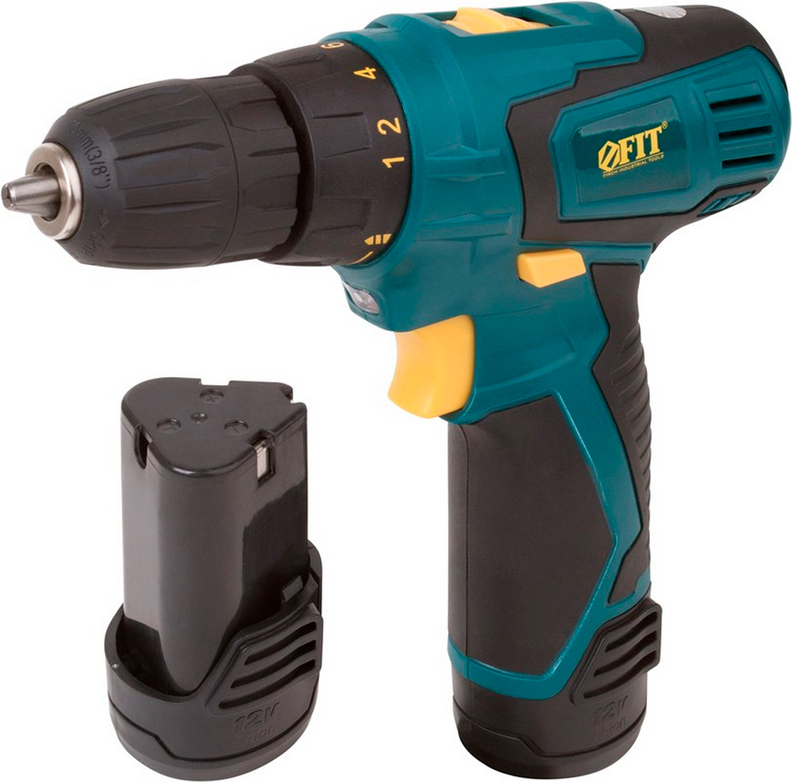 Изображение товара Дрель-шуруповерт Fit (акк. 12 В, 0-350/1100 об/мин, 20 Нм, 2 Li-Ion) 13 Ач, 1 ч., рез., накл., кейс