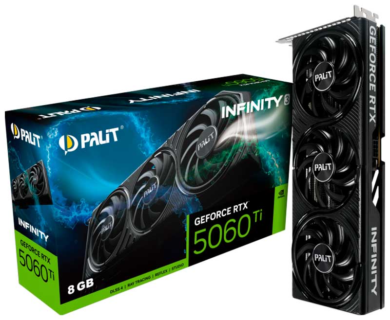 Изображение товара Видеокарта Palit GeForce RTX 5060 Ti INFINITY 3 8GB (NE7506T019P1-GB2062S)