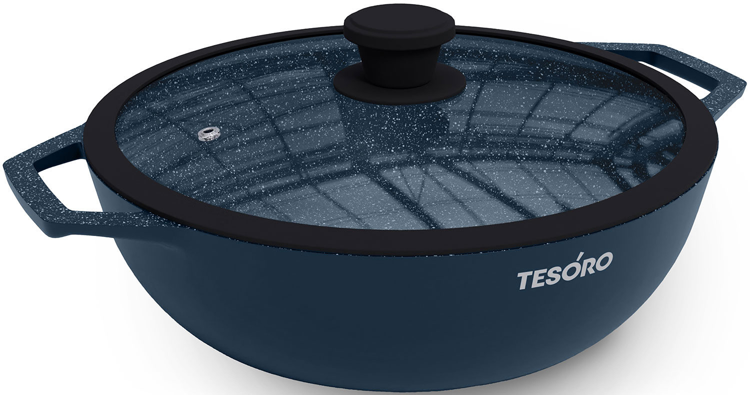 

Жаровня Tesoro Florence Induction total blue, 3 л, с крышкой с силиконовым ободом (TF6530tbi), Синий