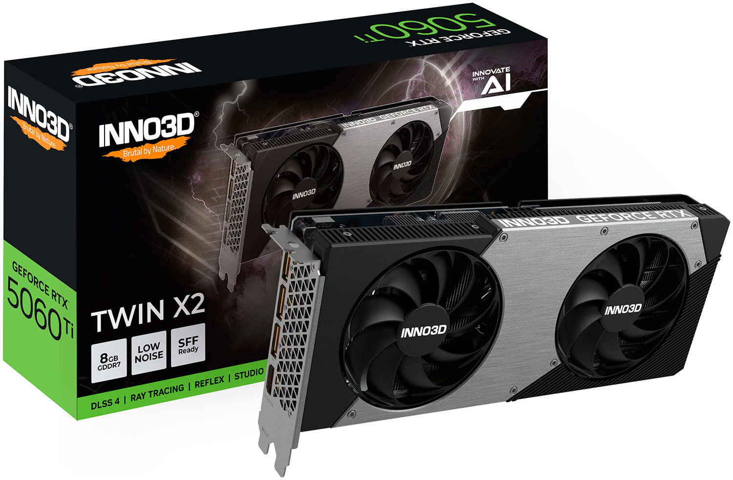 Изображение товара Видеокарта INNO3D GeForce RTX 5060 Ti Twin X2 8G (N506T2-08D7-193075N)