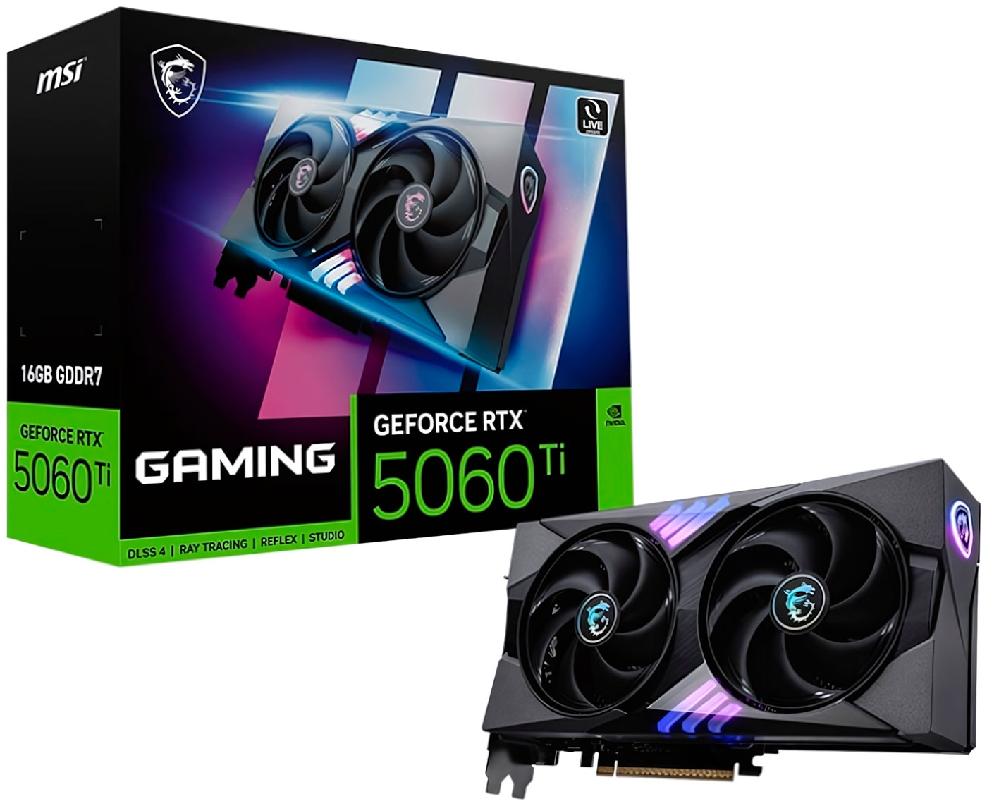 Изображение товара MSI GeForce RTX 5060 Ti 16G GAMING видеокарта с 16 ГБ GDDR7 и отличным охлаждением