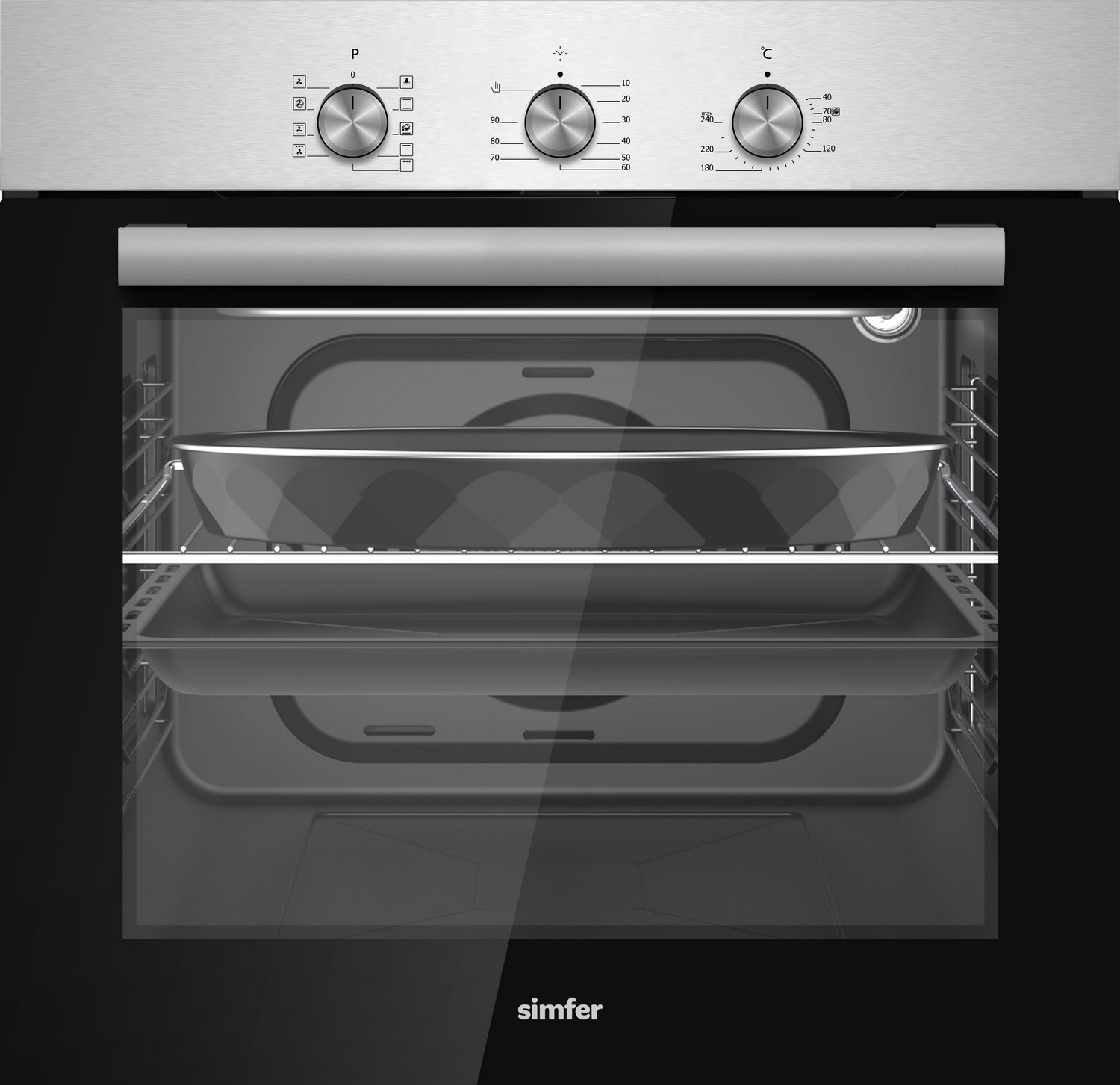 Изображение товара Электрический встроенный духовой шкаф Simfer B6EM19025 нержавеющая сталь 60 л