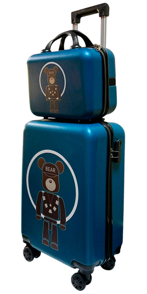 Изображение товара Дорожный комплект чемодан и сумка для мальчиков с принтом Медведь
