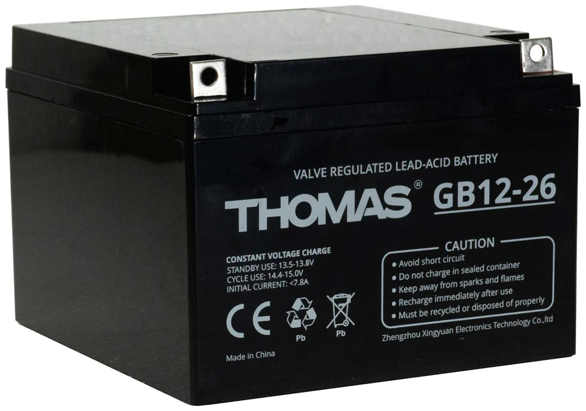 Изображение товара Аккумулятор Thomas GB12-26 12В 26Ач для ИБП и электромобилей Изображение товара Аккумулятор Thomas GB12-26 12В 26Ач для ИБП и электромобилей
