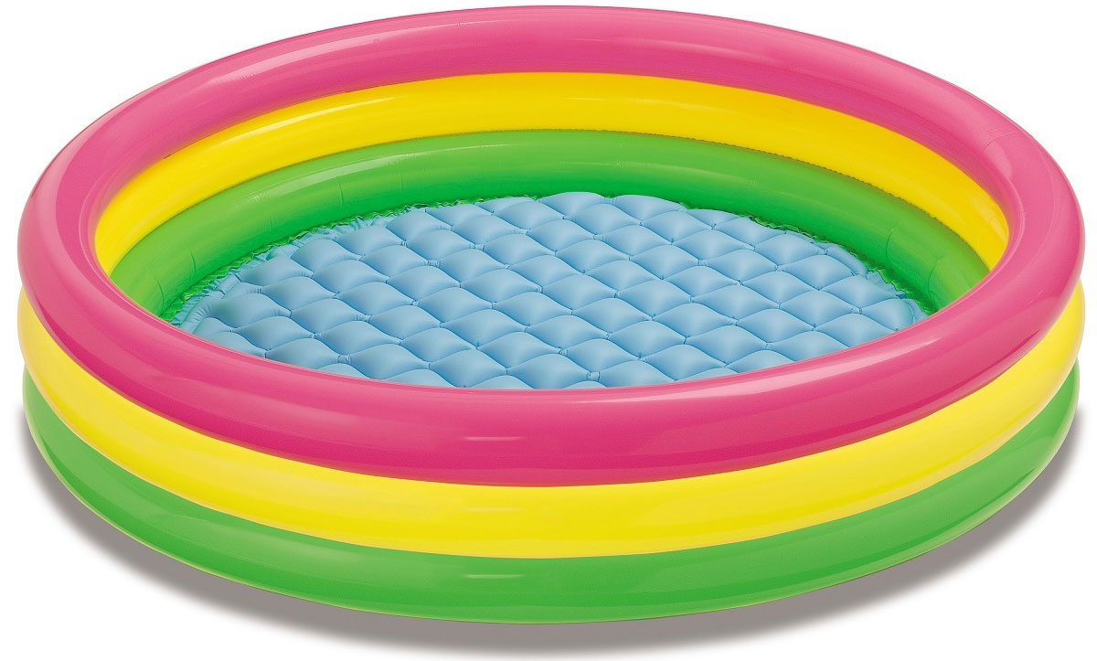Изображение товара Детский надувной бассейн Intex 147х33 см "Радуга" с надувным дном, 275 л, от 2 лет