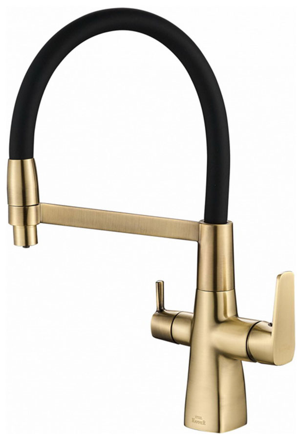 Изображение товара Кухонный смеситель Zorg SH 818-6 BRONZE с выдвижным изливом и двойным каналом