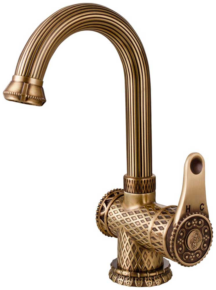 Изображение товара Смеситель для умывальника Zorg A 411U-BR античная бронза керамический вращающийся