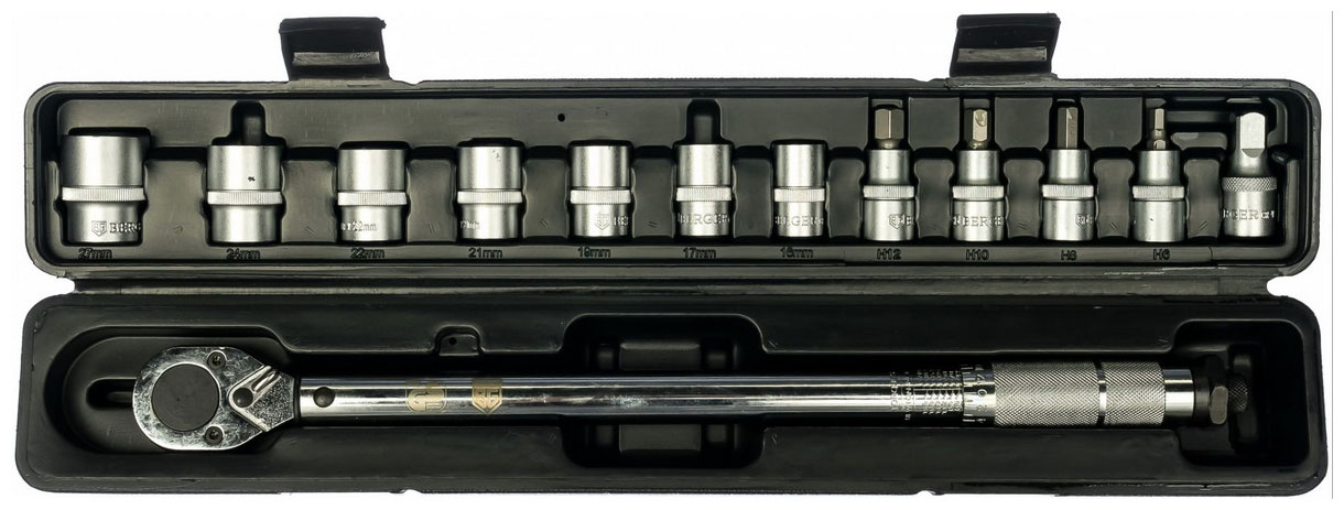 Ключ динамометрический BERGER с набором головок 13 предметов BG2370 1/2'' 28-210 Нм,Правая-Левая резьба ключ трещотка 1 шт 1 4 дюйма сделано в японии