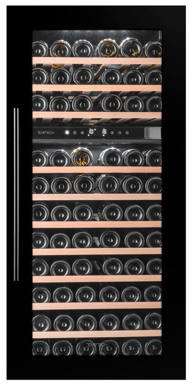 Изображение товара Встраиваемый винный шкаф Temptech OZ124DB двухзонный 74 бутылки черный
