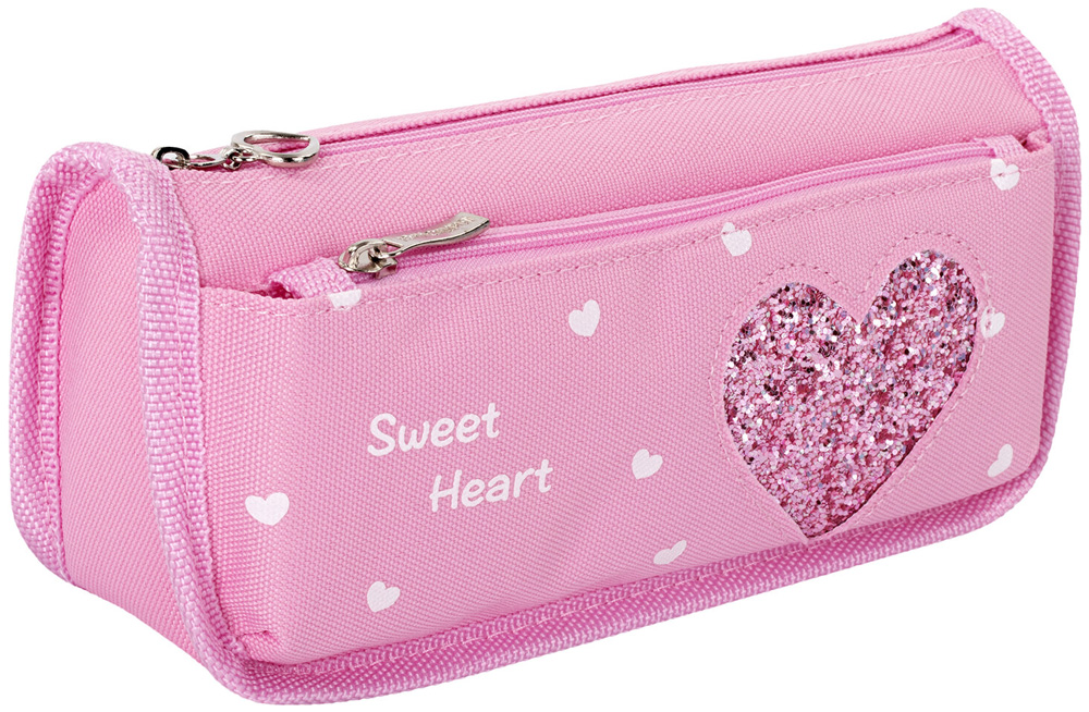 Изображение товара Пенал-косметичка Юнландия полиэстер, "Heart", розовый, 21х6х9 см, 270258