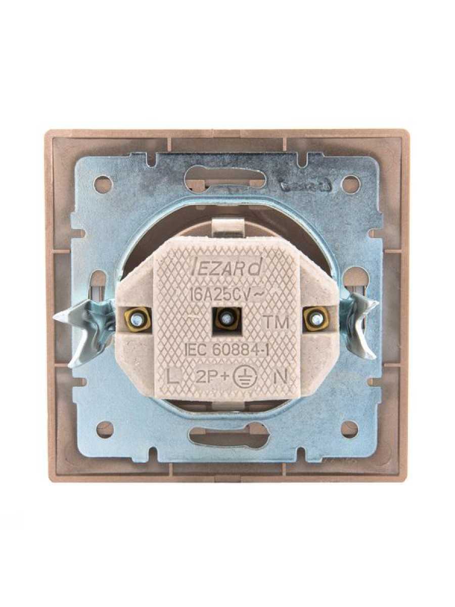 Изображение товара Розетка Lezard Мира 16А IP20 с заземлением коричневый перламутр