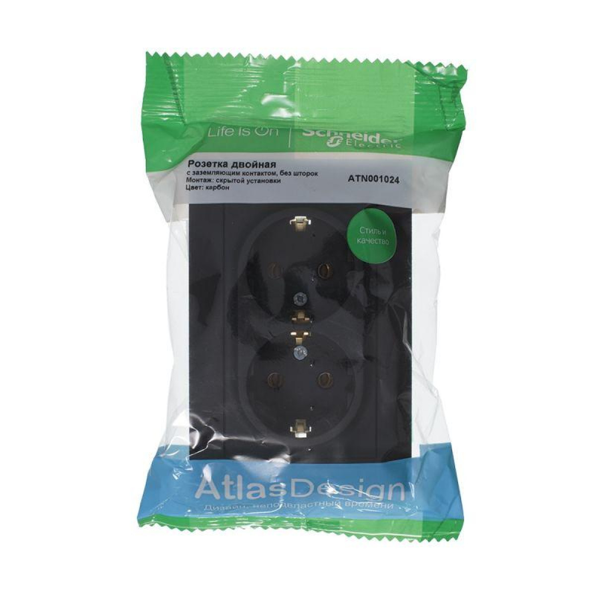 Изображение товара Розетка Systeme Electric AtlasDesign 16А IP20 с заземл. 2 гнезда для внутренней установки