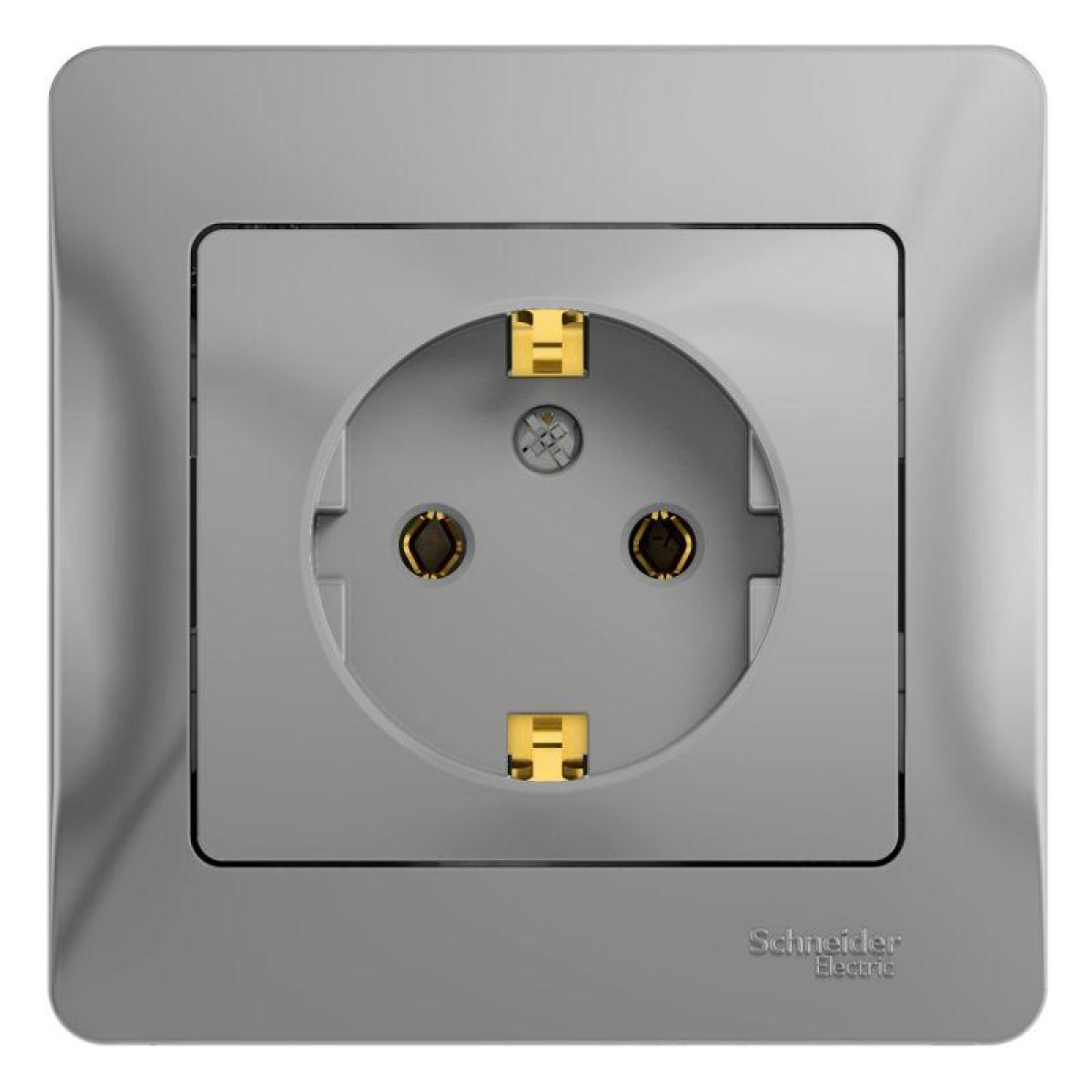 Изображение товара Розетка Systeme Electric Glossa 16А IP20 с заземлением в сборе алюм. РФ