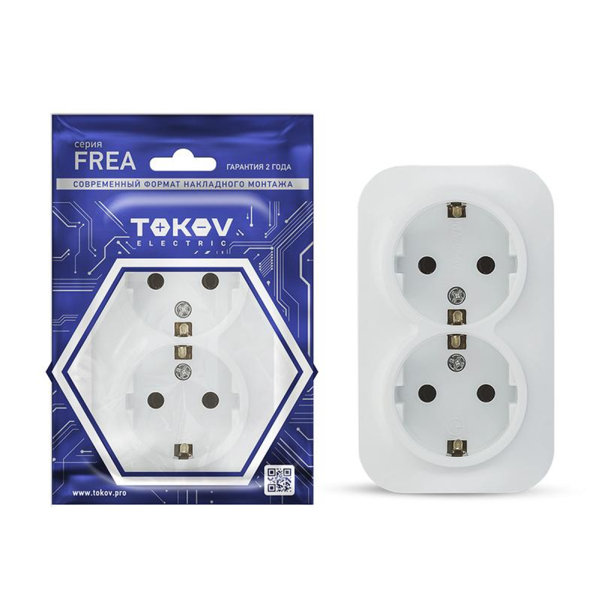 Изображение товара Розетка Tokov Electric Frea 2-м ОП IP20 для сухих помещений