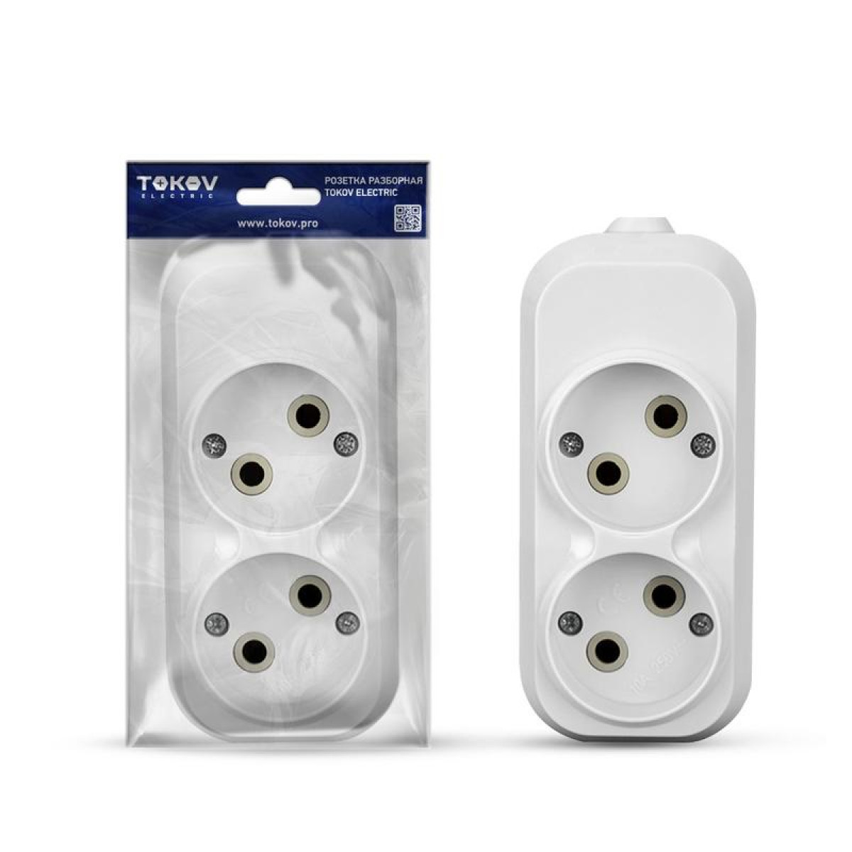 Изображение товара Колодка удлинителя Tokov Electric 2-м 10А без заземления АБС пластик белая