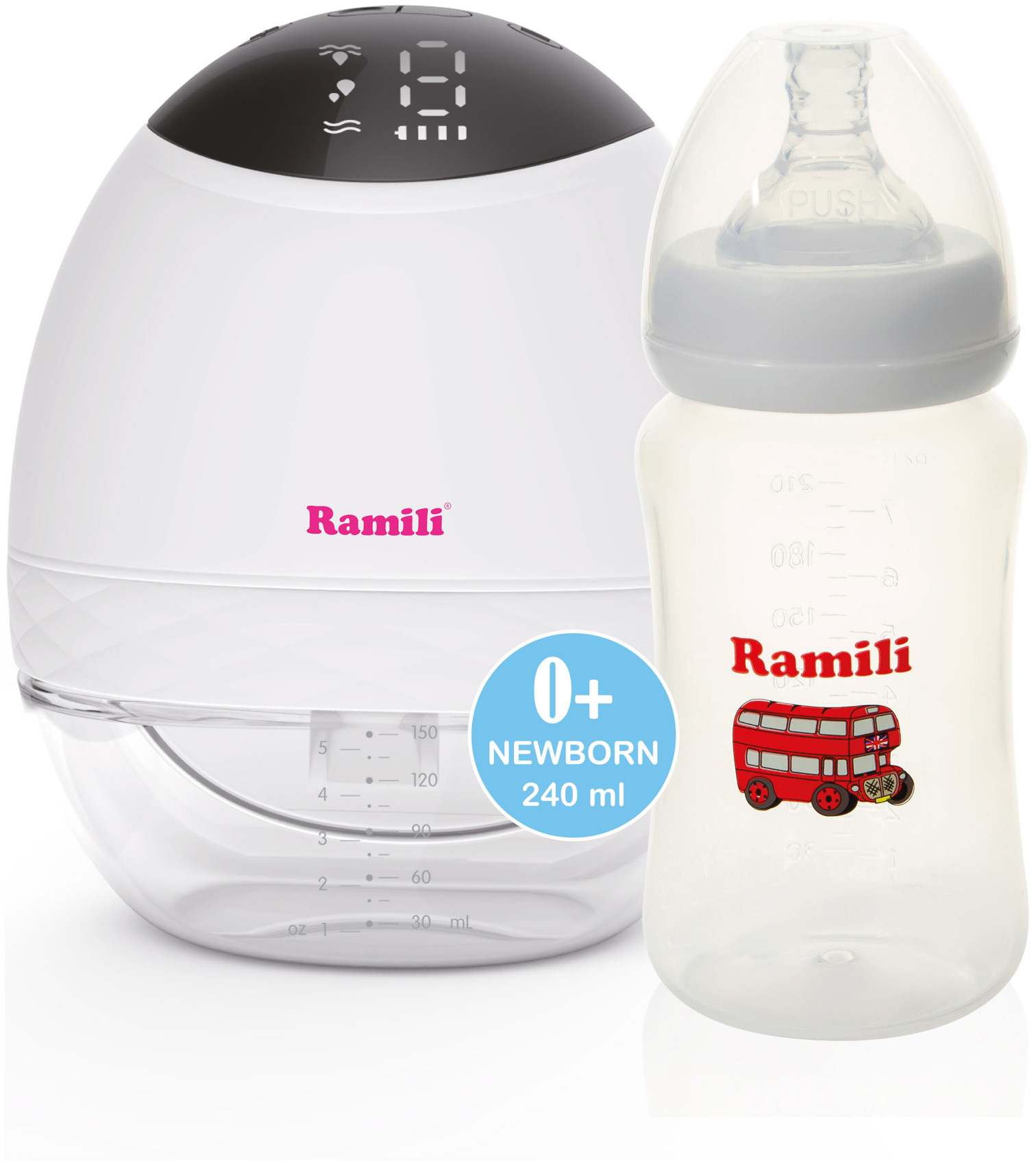 Молокоотсос Ramili SE500 с противоколиковой бутылочкой 240ML Молокоотсос Ramili SE500 с противоколиковой бутылочкой 240ML