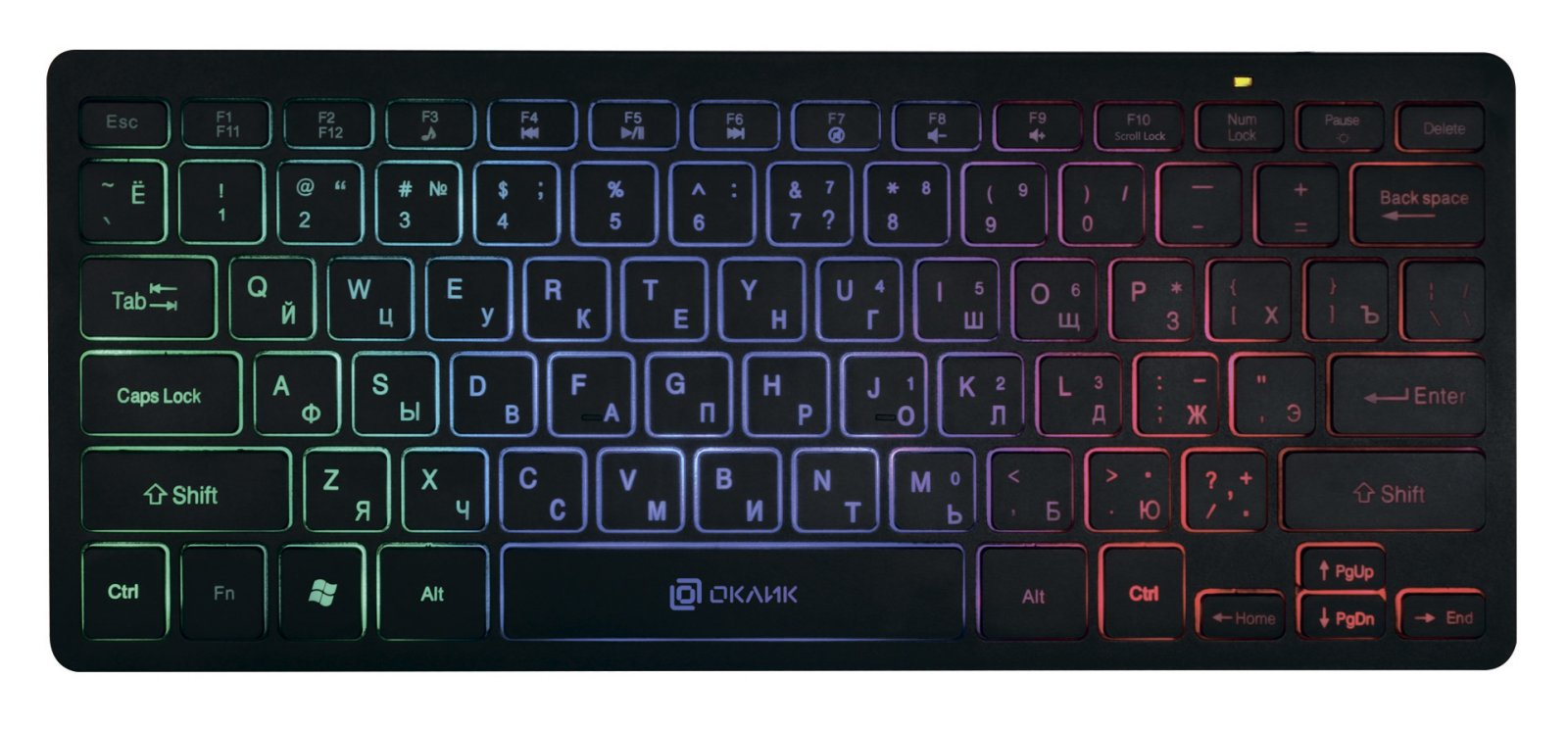 Изображение товара Клавиатура Oklick 300S черный USB slim LED подсветка