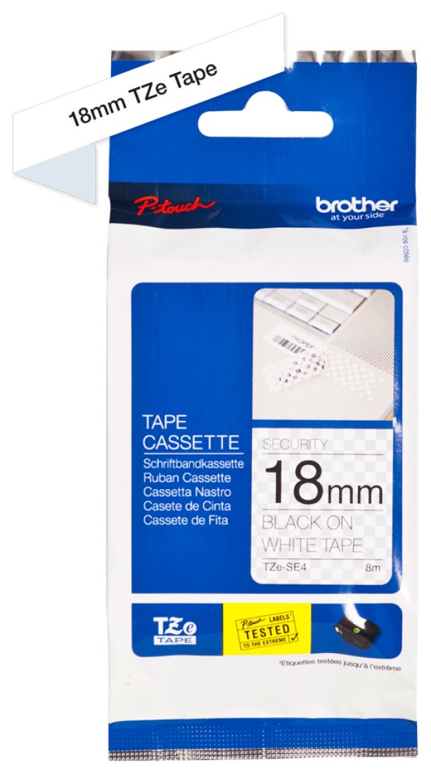 Изображение товара Картридж Brother TZESE4 для P-Touch - черный на белом