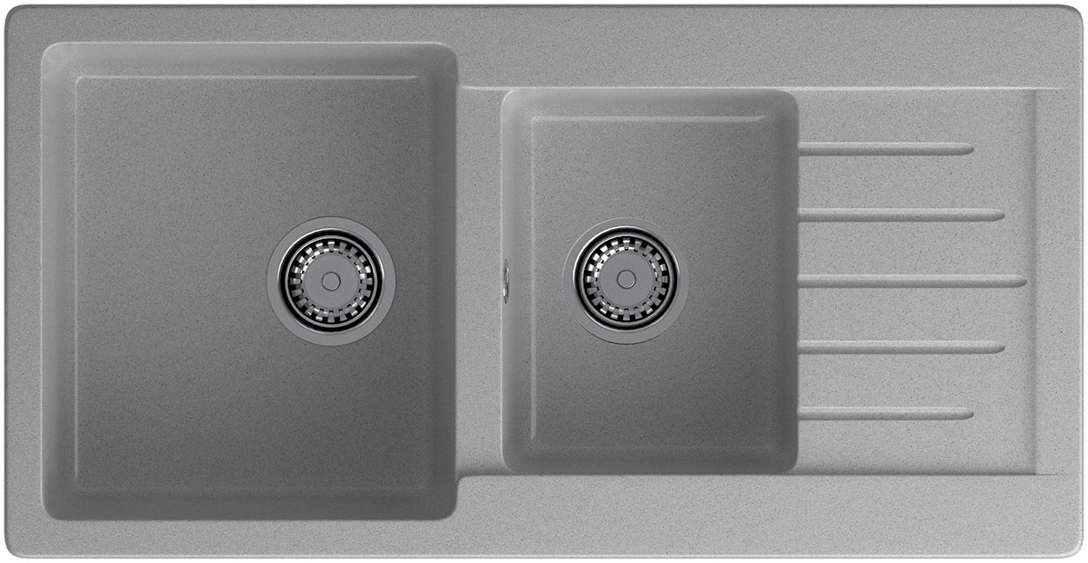 

Кухонная мойка GranFest PRACTIK 980KL, 2 чаши+крыло, 980x510 мм, серый (P-980KL серый)