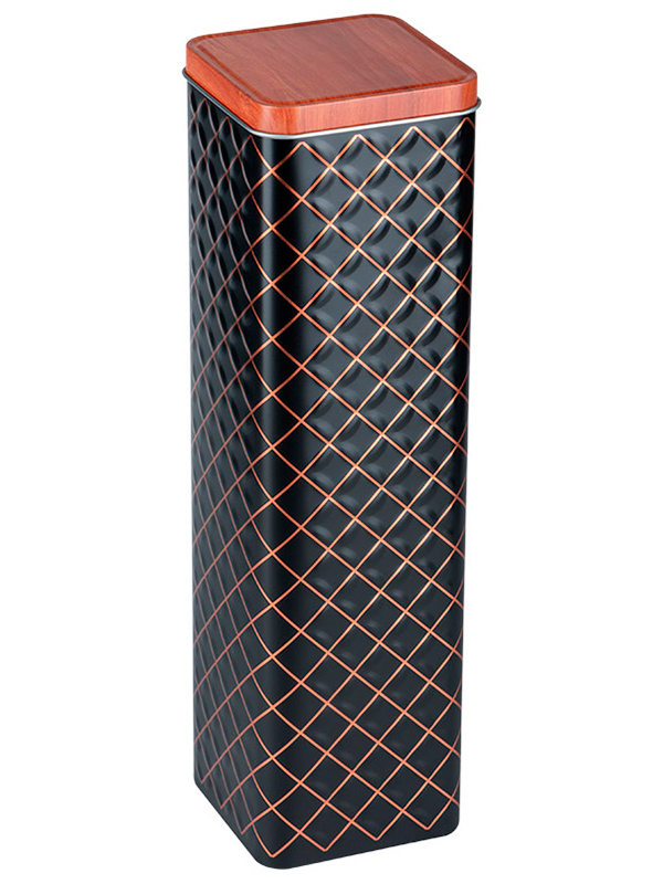 Изображение товара Банка металлическая Mallony CLASSICO NERO, для спагетти 85х30 см, квадратная с крышкой (105052)