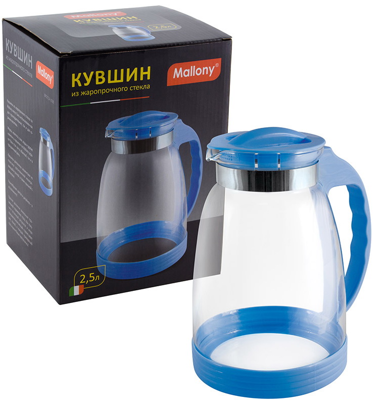 Изображение товара Кувшин Mallony BROCCA-2500 из жаропрочного стекла, синий, 2.5 л