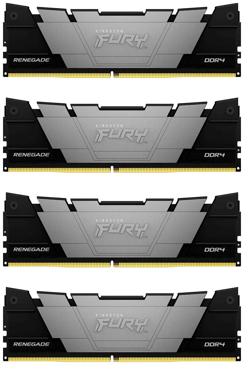 

Оперативная память Kingston DDR4 64Gb (4x16Gb) 3600MHz FURY Renegade Black (KF436C16RB12K4/64), Черный/серебристый