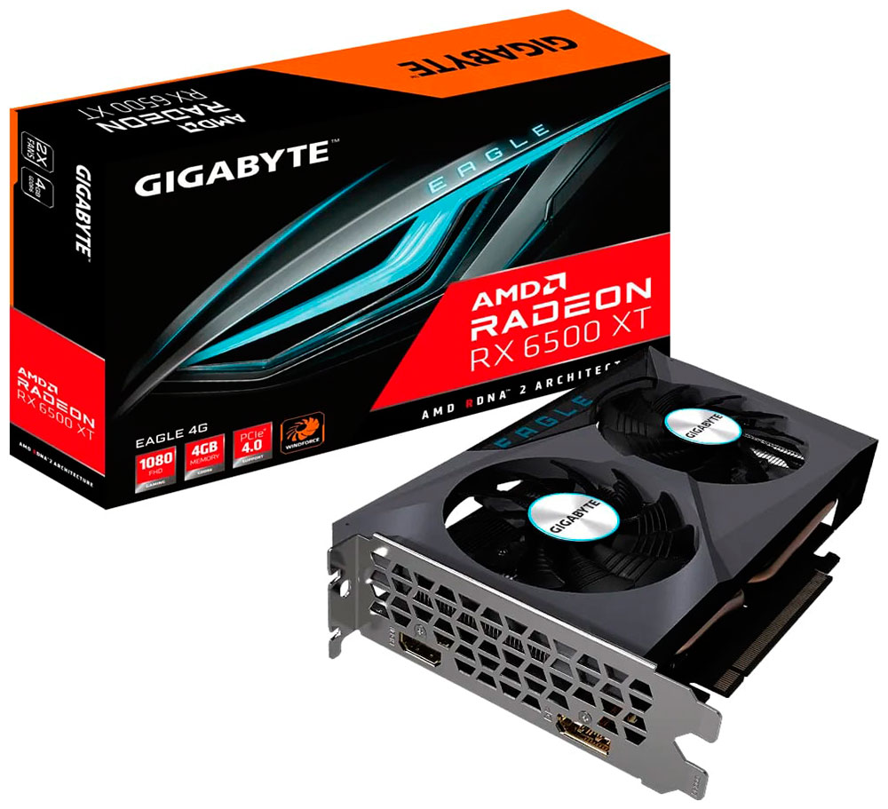 Видеокарта Gigabyte Radeon RX 6500 XT EAGLE 4GB (GV-R65XTEAGLE-4GD) Видеокарта Gigabyte Radeon RX 6500 XT EAGLE 4GB (GV-R65XTEAGLE-4GD)